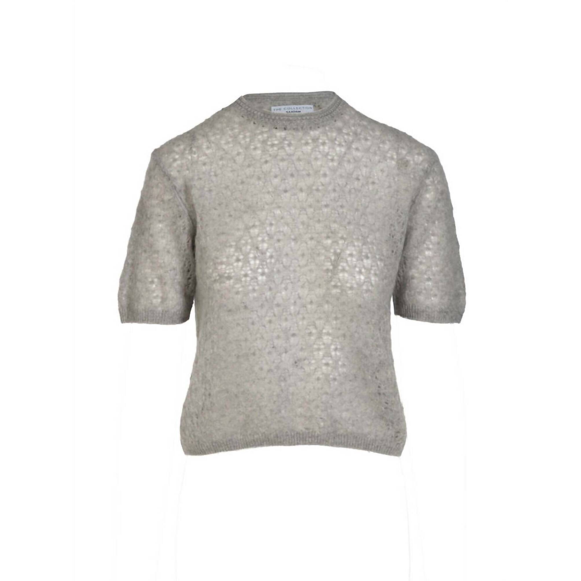 New Naadam Women's Coastal Pointelle Short Sleeve Sweater In Cement